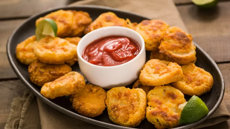 Chicken nuggets plated