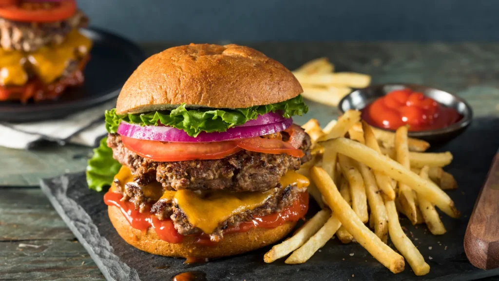 Burger with fries